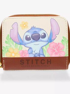 Loungefly Disney Lilo & Stitch Wallet Floral Tropical Ohana Means Family Zip